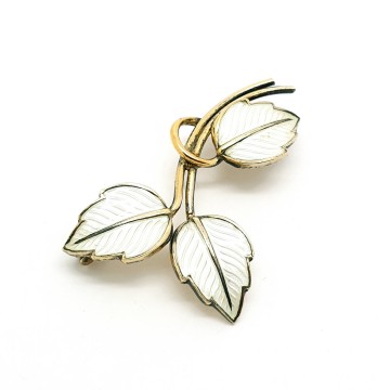 Jemax sterling denmark white enamelled brooch