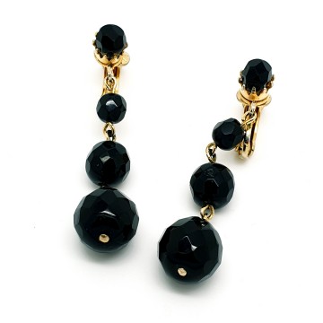 Jewelcraft Coro clip earrings with black faceted beads