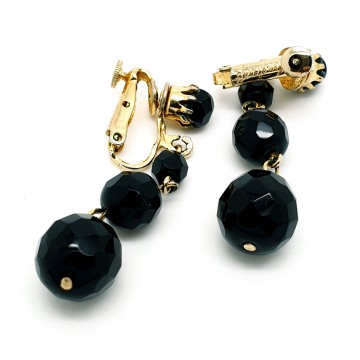 Jewelcraft Coro clip earrings with black faceted beads