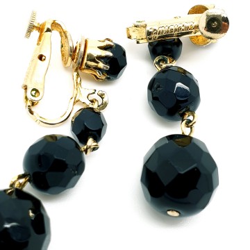 Jewelcraft Coro clip earrings with black faceted beads