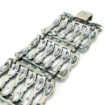 Jewelcraft/Coro brede, zilverkleurige 6-rijige armband gesigneerd