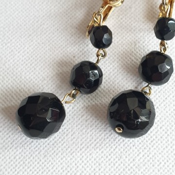 Jewelcraft Coro clip earrings with black faceted beads