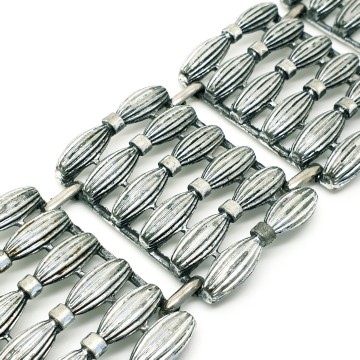 Jewelcraft/Coro brede, zilverkleurige 6-rijige armband closeup