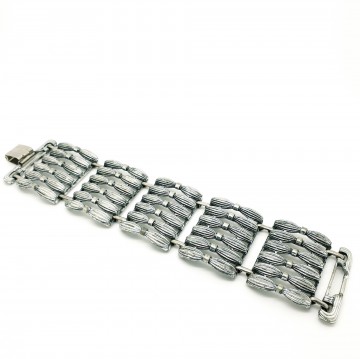 Jewelcraft/Coro brede, zilverkleurige 6-rijige armband