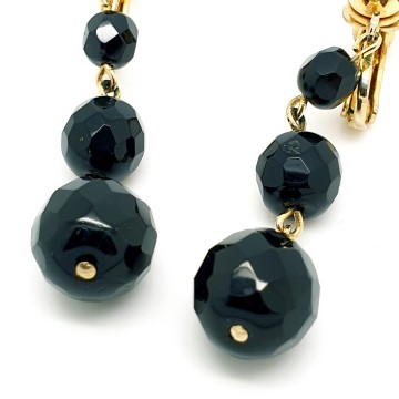 Jewelcraft Coro clip earrings with black faceted beads