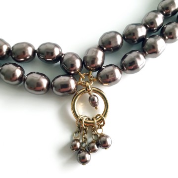 JKa köhle & Co - Bronze coloured pearl necklace with goldplated sterling closure - Bliinkt