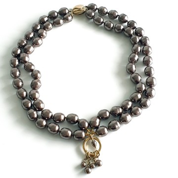 JKa köhle & Co - Bronze coloured pearl necklace with goldplated sterling closure - Bliinkt