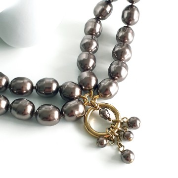 JKa köhle & Co - Bronze coloured pearl necklace with goldplated sterling closure - Bliinkt