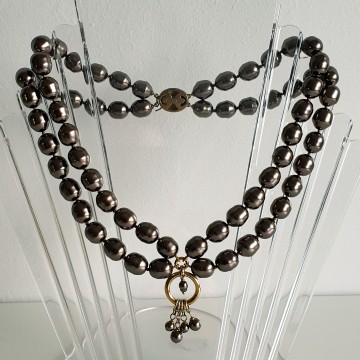 JKa köhle & Co - Bronze coloured pearl necklace with goldplated sterling closure - Bliinkt