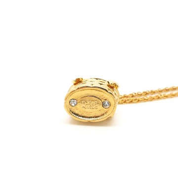 Joan rivers extreme long goldtone necklace with basket pendant and blue cabochon - Bliinkt