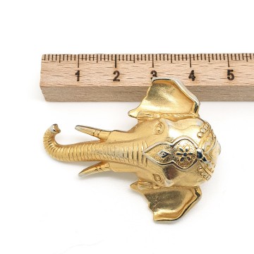 Jonette Jewelry, JJ - Large goldtone elephant head earrings - Bliinkt