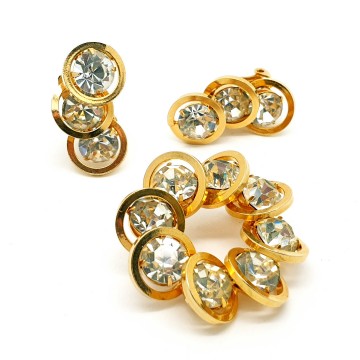 Judy Lee goudkleurige set, broche en oorbellen