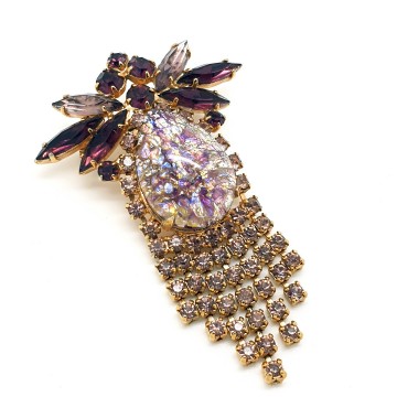Delizza & Elster/Juliana - Dangle brooch with Art stone in purple shades - Bliinkt