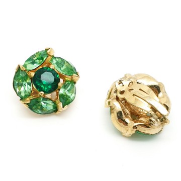 Kramer of ny oorbellen met groene rhinestones