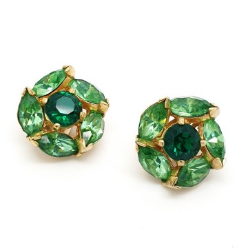 Kramer of ny oorbellen met groene rhinestones