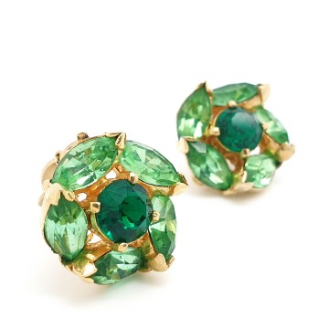 Kramer of ny oorbellen met groene rhinestones