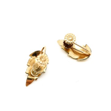 Krementz 14 kt gold overlay leaf earrings signed