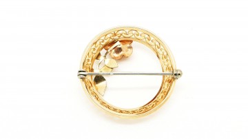 Krementz Rose verfijnde goudkleurige tri-color roos broche 50's achterkant