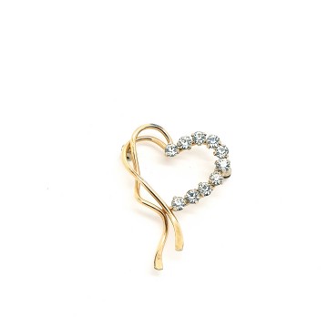Krementz - tiny goldplated heart brooch with clear rhinestones - Bliinkt