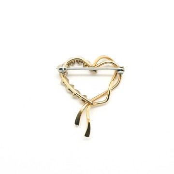 Krementz - tiny goldplated heart brooch with clear rhinestones - Bliinkt