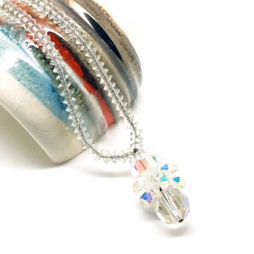 Lange ketting met facetgeslepen kralen en hanger   bliinkt