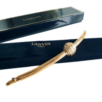 Lanvin Paris - goldtone stretch bracelet with round centerpiece with rhinestones - Bliinkt