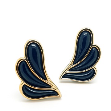 Large black plastic 80s earrings - Bliinkt