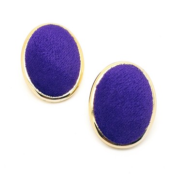 Large purple velvet oval 80s earrings - Bliinkt