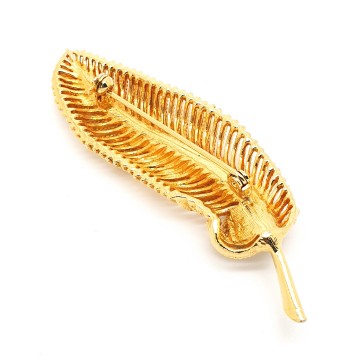 Leaf brooch with faux pearl - Bliinkt