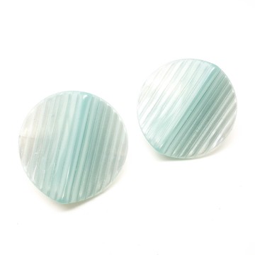 Light green plastic ribbed 80s earrings back - Bliinkt