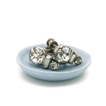 Lind Gal silvertone screw back strass earrings 40s/50s