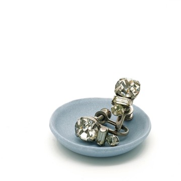 Lind Gal silvertone screw back strass earrings 40s/50s