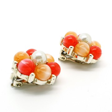 Lisner earrings with moonglow beads and faux pearl bead