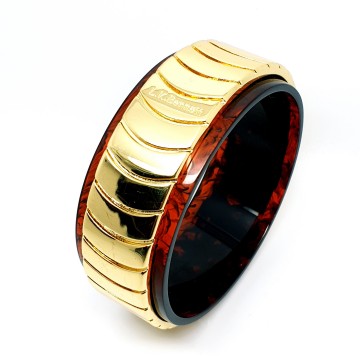 Lk bennett goldtone and acrylic turtoise shell bangle