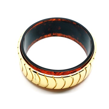 Lk bennett goldtone and acrylic turtoise shell bangle