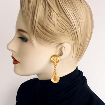 Long goldtone dangle earrings   bliinkt