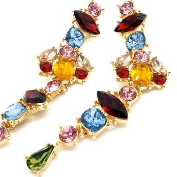Long multicoloured rhinestone earrings