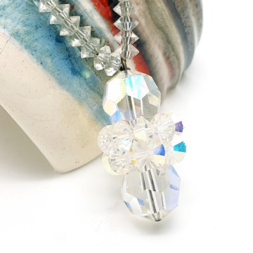 Long necklace clear facetted beads and pendant   bliinkt