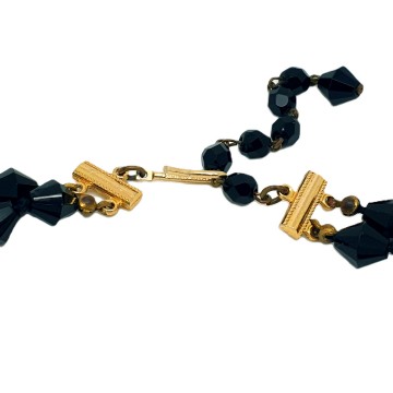 Made in Austria - Double row necklace with black faceted glass beads - Bliinkt
