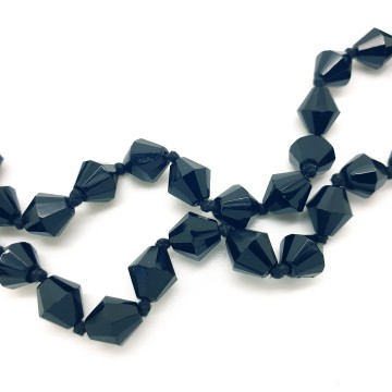 Made in Austria - Double row necklace with black faceted glass beads - Bliinkt