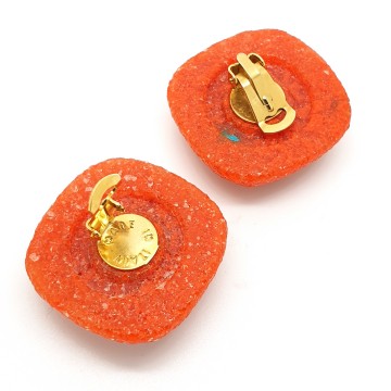 Made in Italy - bright orange lucite clip earrings - Bliinkt