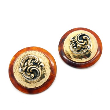 'Made in Italy' - round plastic turtoise earrings