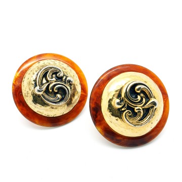 'Made in Italy' - round plastic turtoise earrings