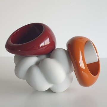 Massive heavy 70s bangles, cognac and bordeaux - Bliinkt