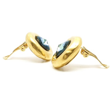 Mat goudkleurige clipoorbellen met groene rivolisteen