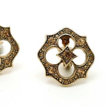Monet - open work earrings with rhinestones - Bliinkt