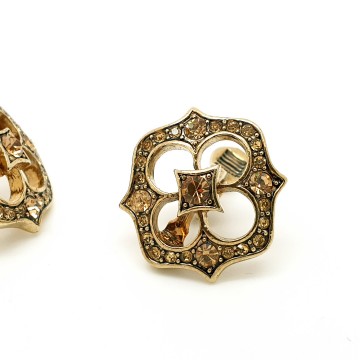 Monet - open work earrings with rhinestones - Bliinkt