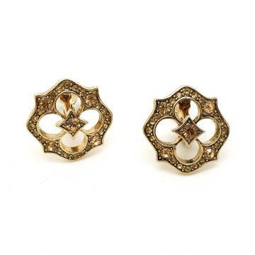 Monet - open work earrings with rhinestones - Bliinkt