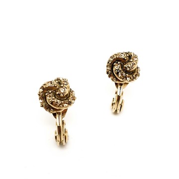 Monet bronze goldtone and strass earrings