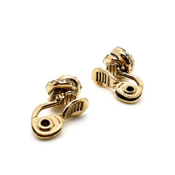 Monet bronze goldtone knot earrings with bronze strass signed